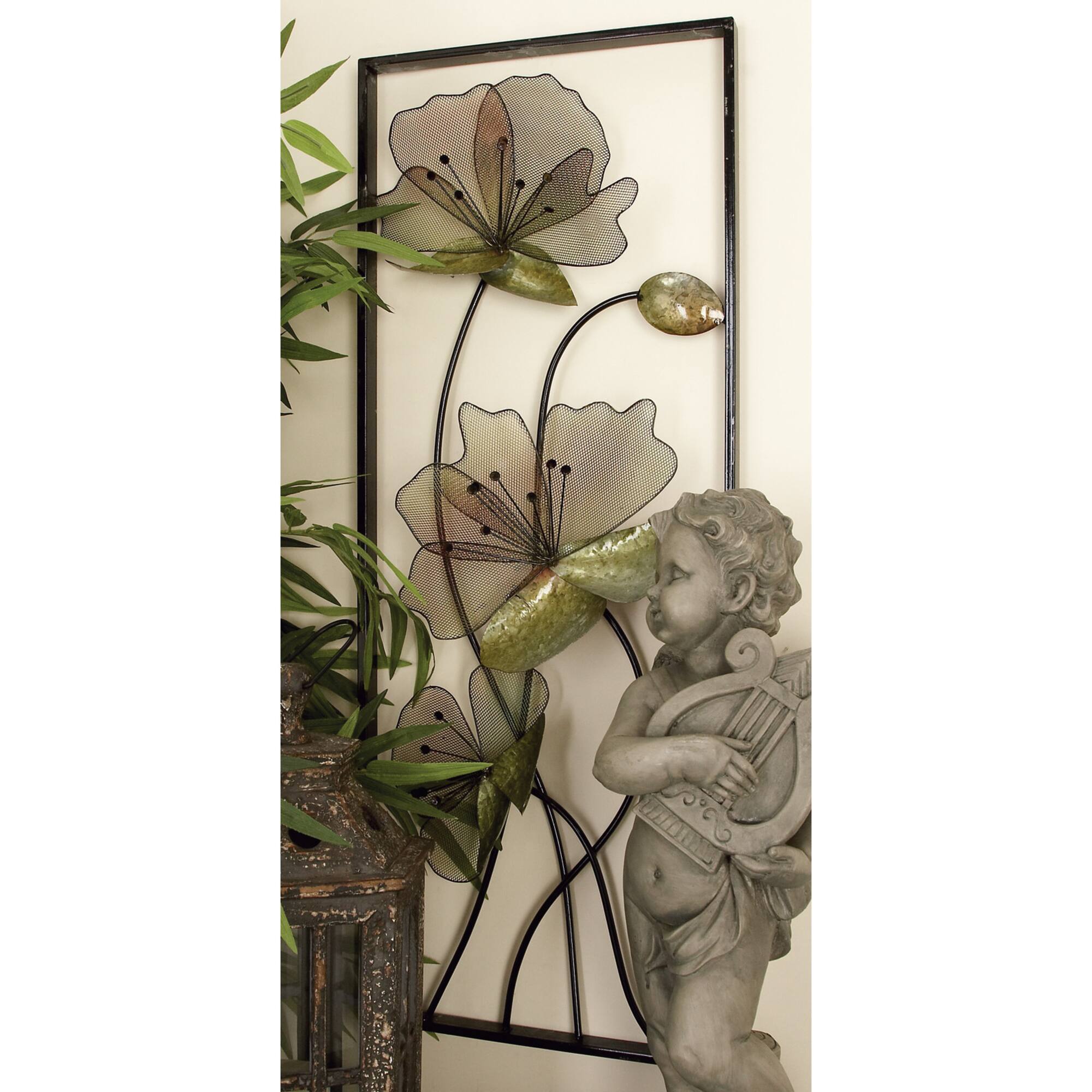 White Flower Black Tin Wall Art Set, 2ct.